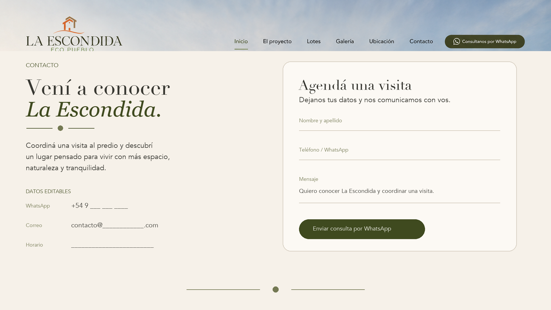 Contacto de La Escondida Eco Pueblo